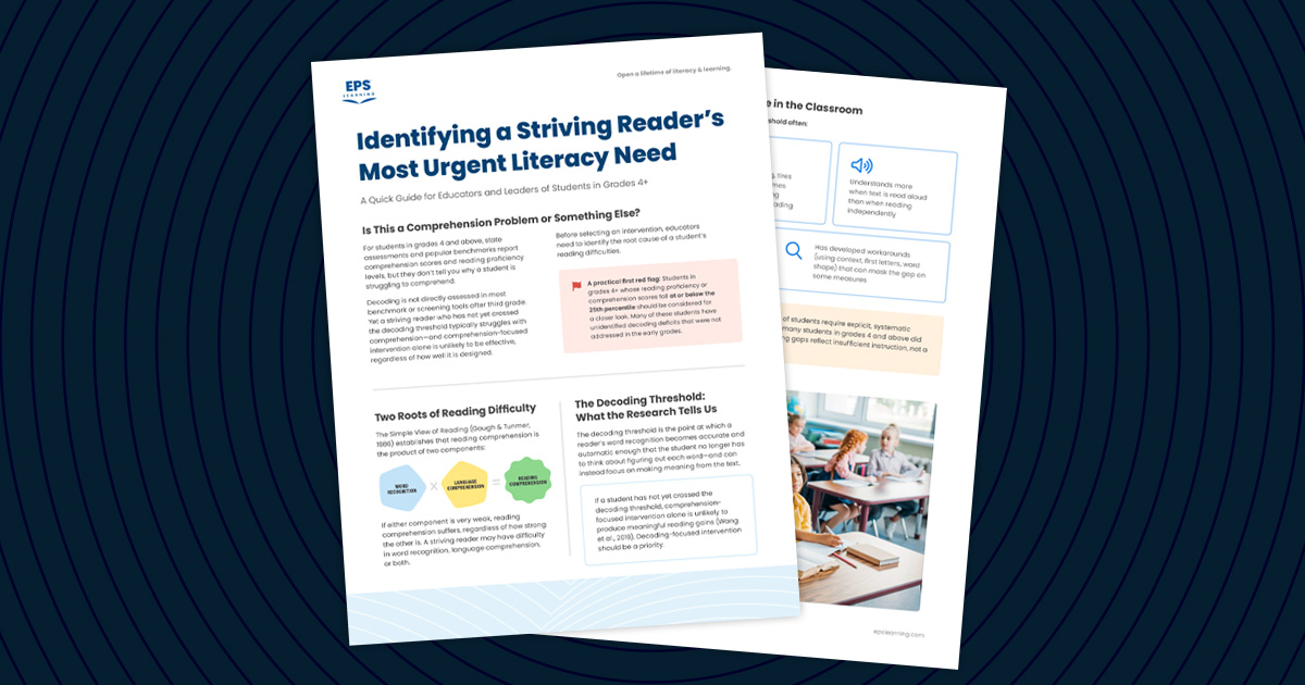 Identifying a Striving Reader’s Most Urgent Literacy Need