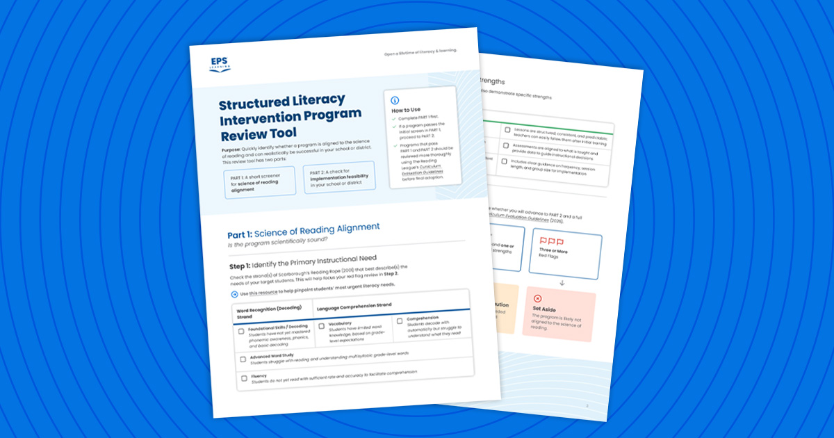 Structured Literacy Intervention Program Review Tool