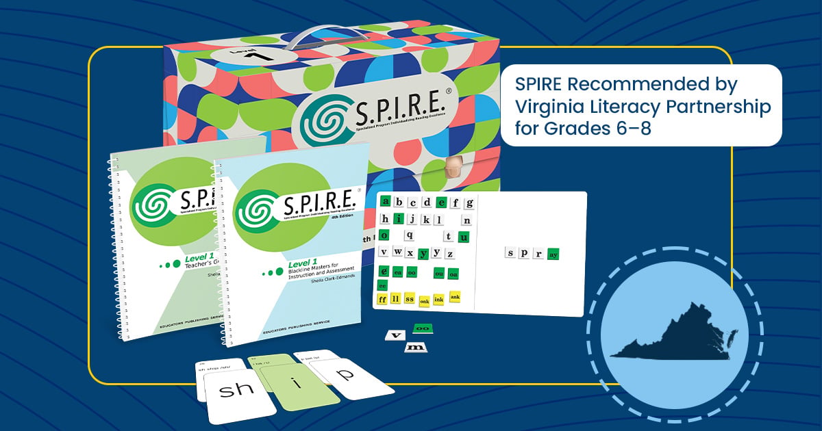 SPIRE Recommended by Virginia Literacy Partnership for Grades 6–8